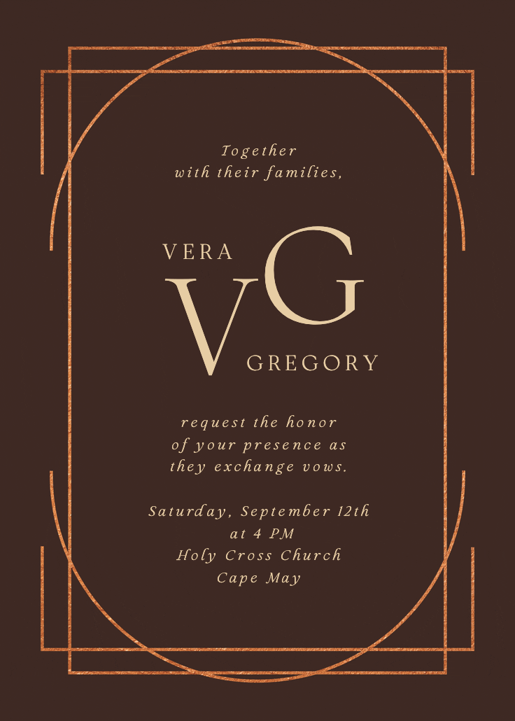 Elegant golden lines - wedding invitation