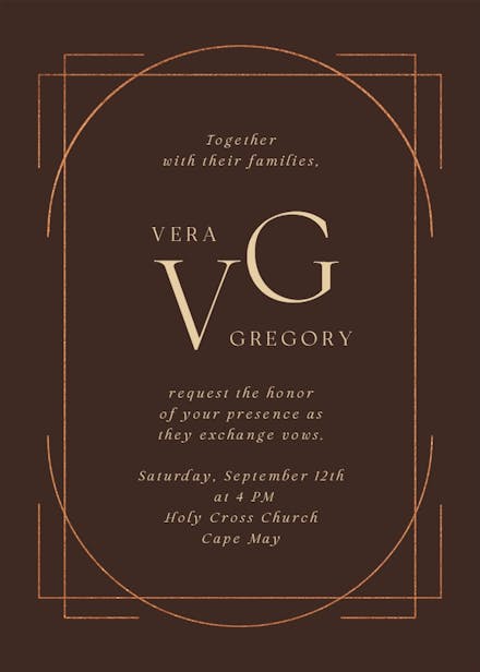 Elegant golden lines - wedding invitation