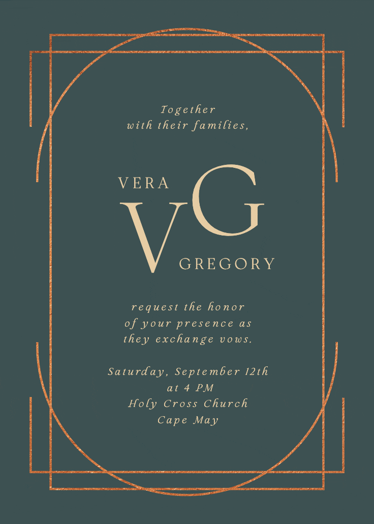 Elegant golden lines - invitación de boda