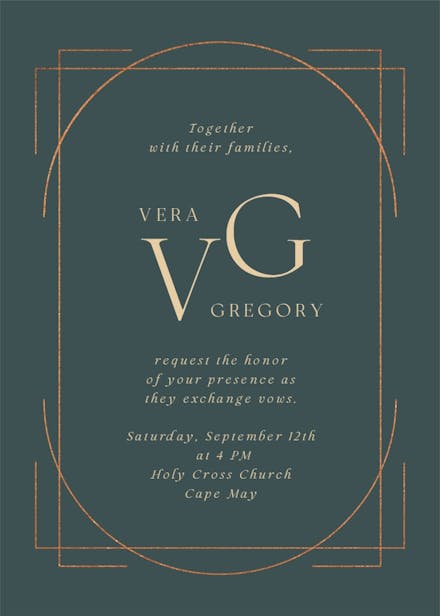 Elegant golden lines - wedding invitation