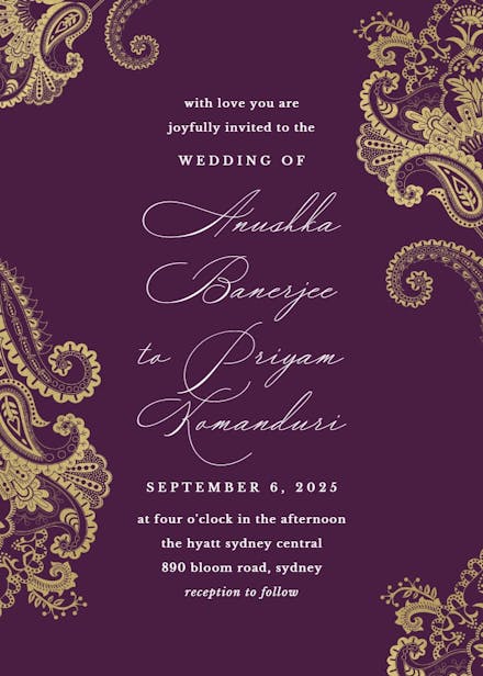 Elegant henna - wedding invitation