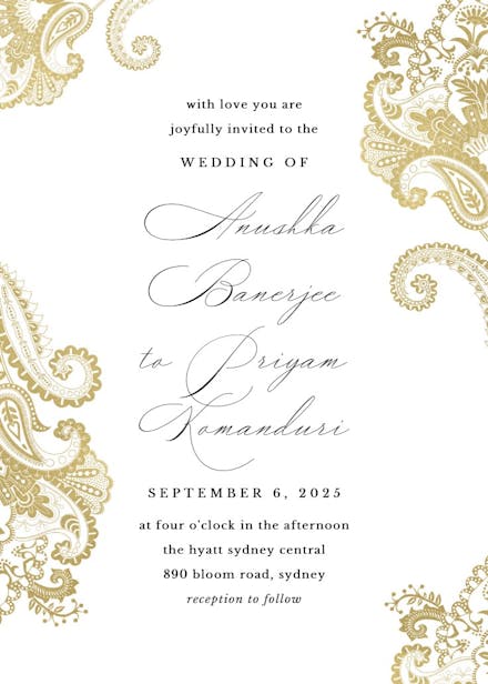 Elegant henna - wedding invitation
