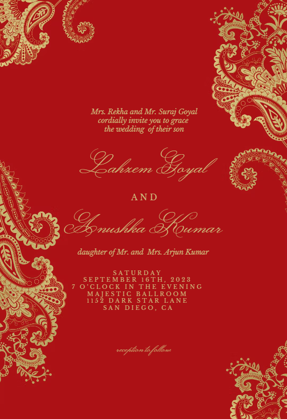 Indian paisley & birds - Wedding Invitation Template (free) | Greetings ...