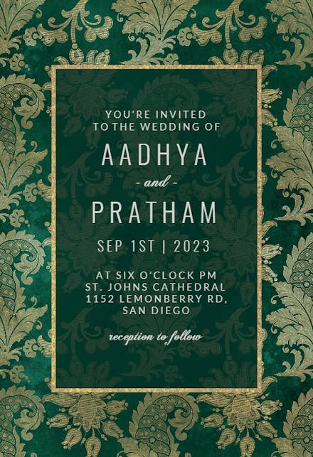 Emerald Peacock - Wedding Invitation