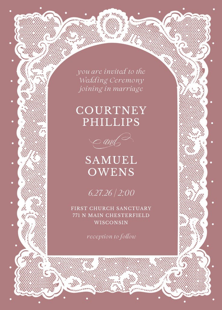 Encaje fino - invitación de boda