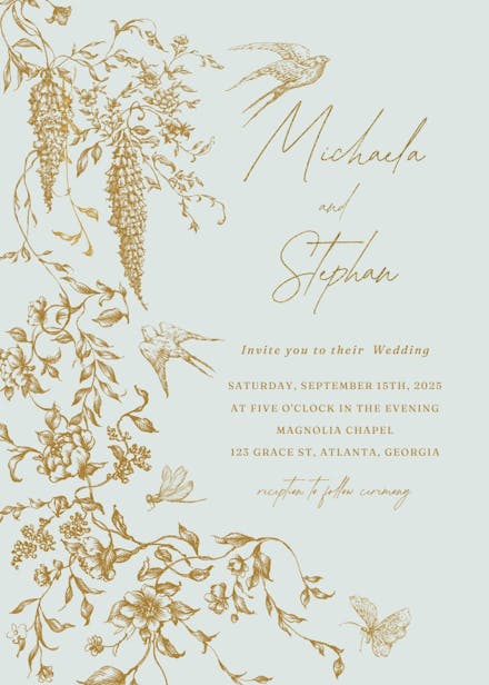 Etched autumn florals - wedding invitation