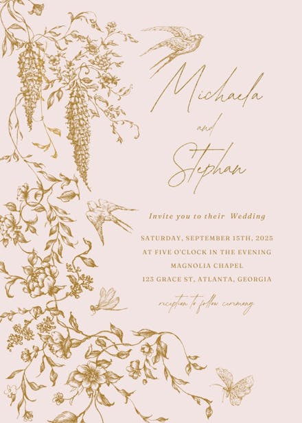 Etched autumn florals - wedding invitation