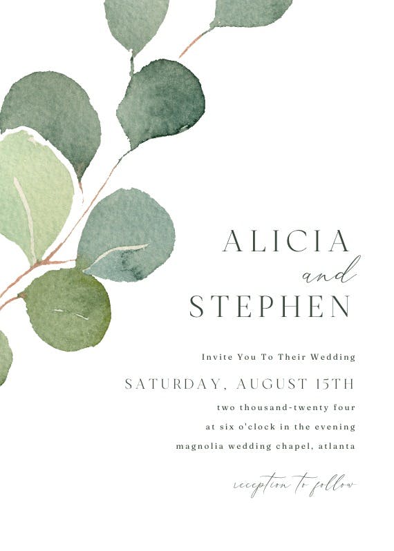 Eucalyptus leaves -  invitación de boda