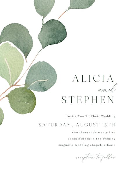 Eucalyptus leaves - wedding invitation