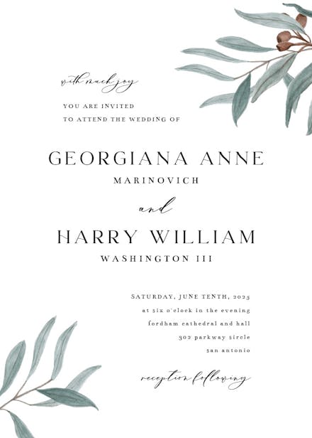 Eucalyptus love - wedding invitation