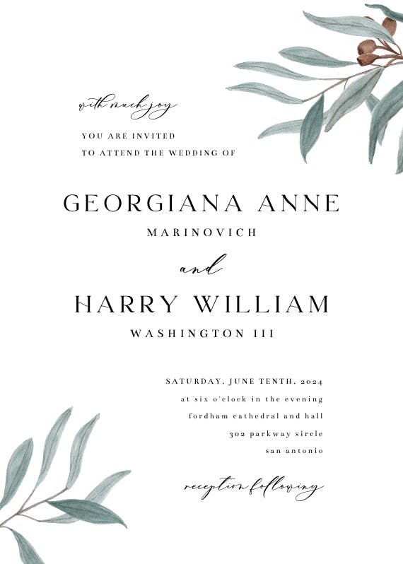 Eucalyptus love - wedding invitation