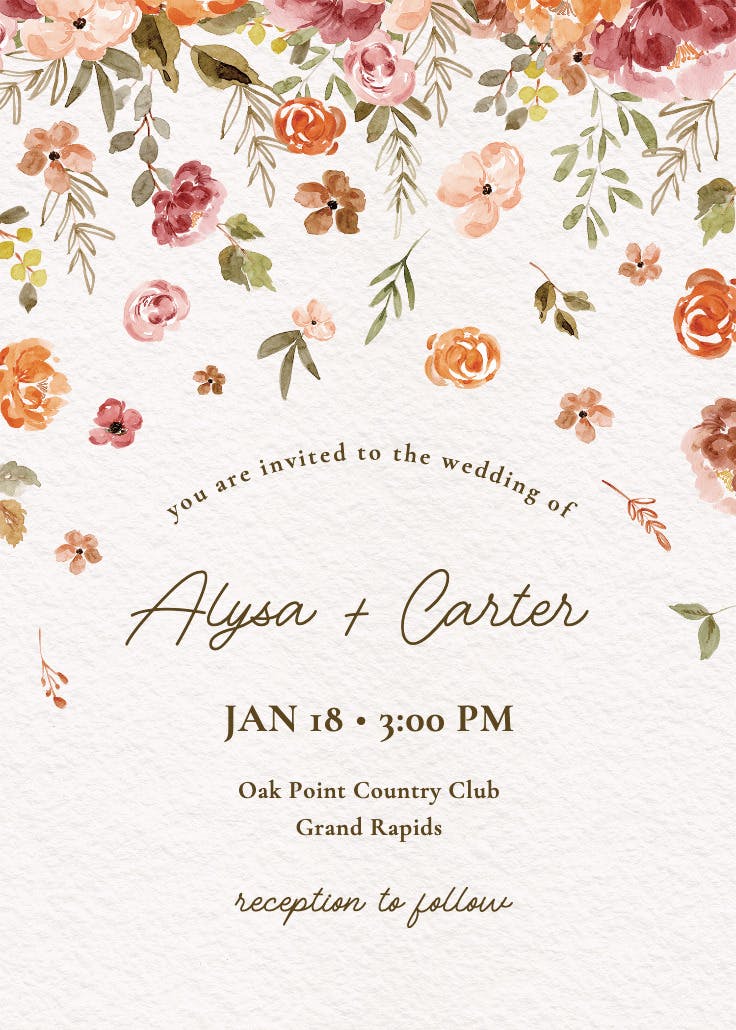 Falling blooms - wedding invitation