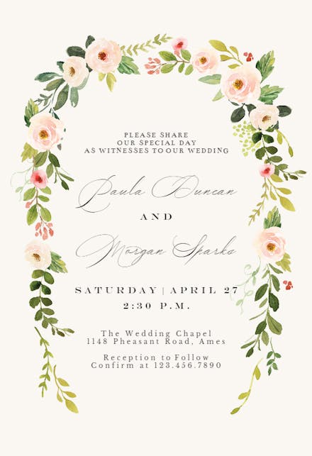 Falling flowers - wedding invitation