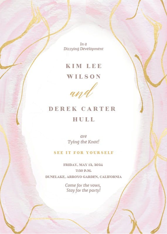 Falling gold confetti - wedding invitation