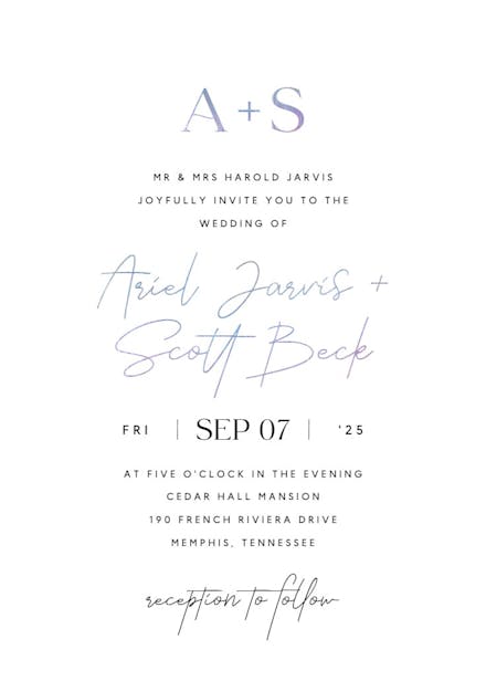 Fancy script - wedding invitation