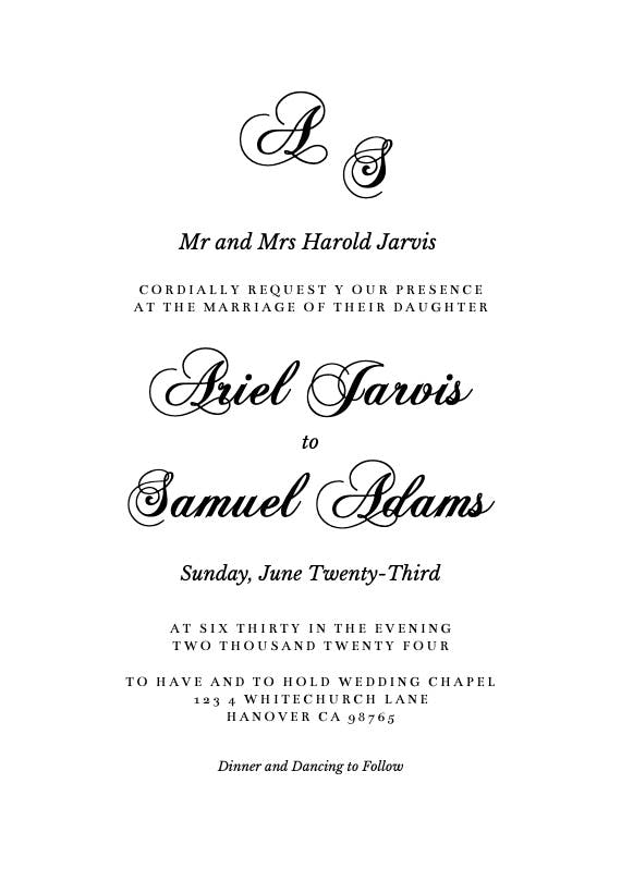 Fancy script - wedding invitation