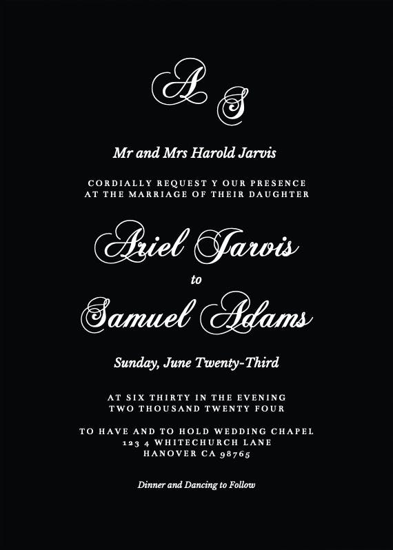Fancy script - wedding invitation
