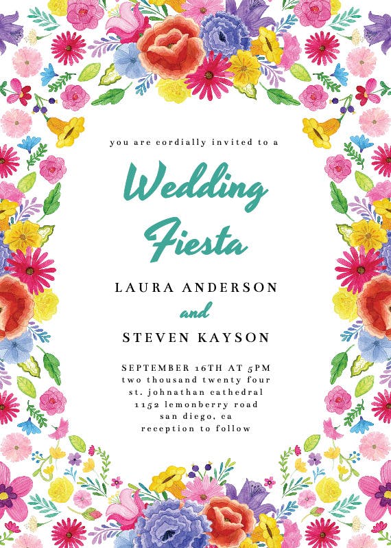 Fiesta flowers - wedding invitation