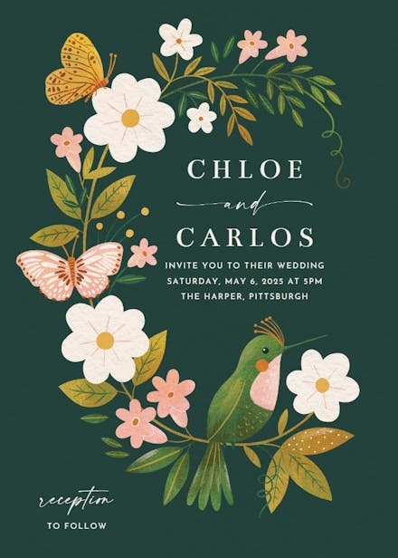 Flora & fauna - wedding invitation
