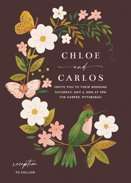 Flora & fauna - wedding invitation