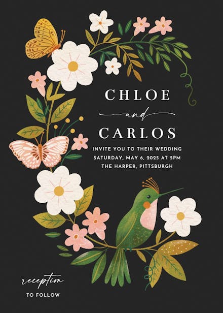 Flora & fauna - wedding invitation