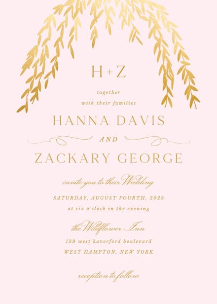 Floral arc - wedding invitation