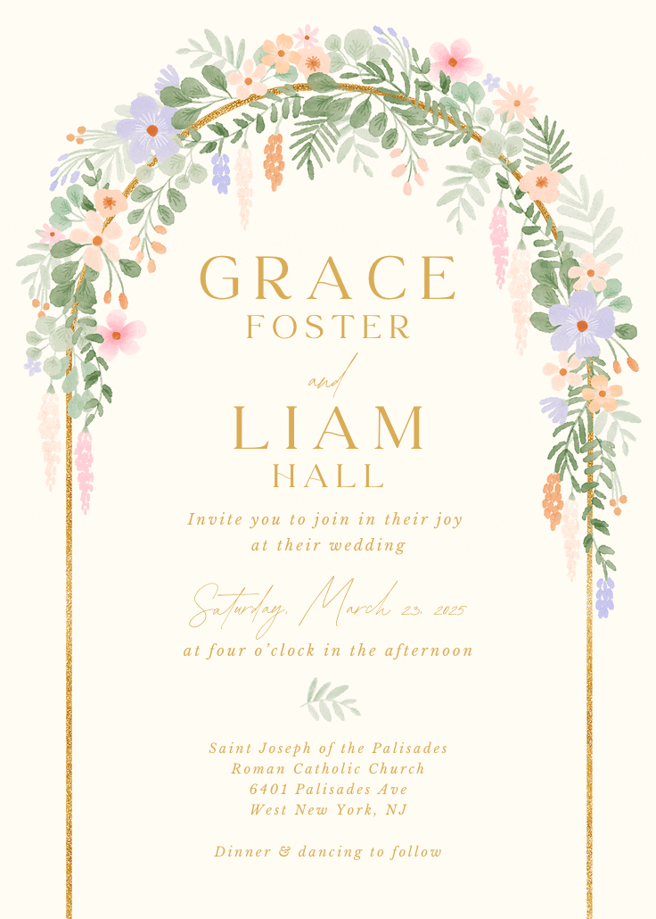 Floral arch - wedding invitation