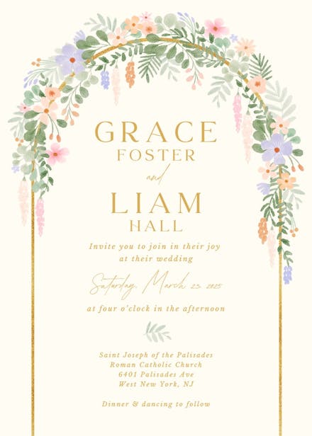 Floral arch - wedding invitation
