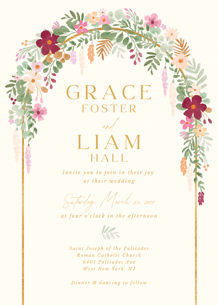 Floral arch - wedding invitation