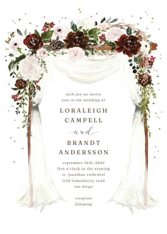 Floral canopy - wedding invitation
