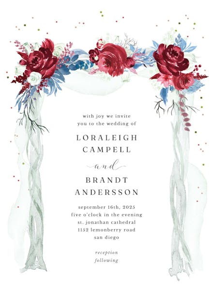 Floral canopy - wedding invitation