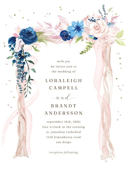 Floral canopy - wedding invitation
