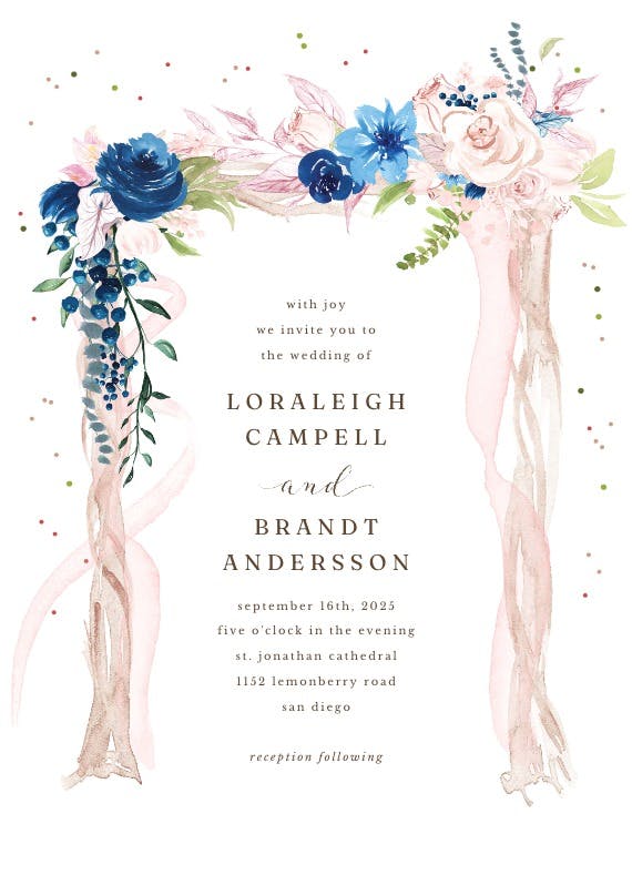 Floral canopy - wedding invitation