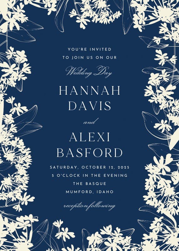 Floral edges - wedding invitation