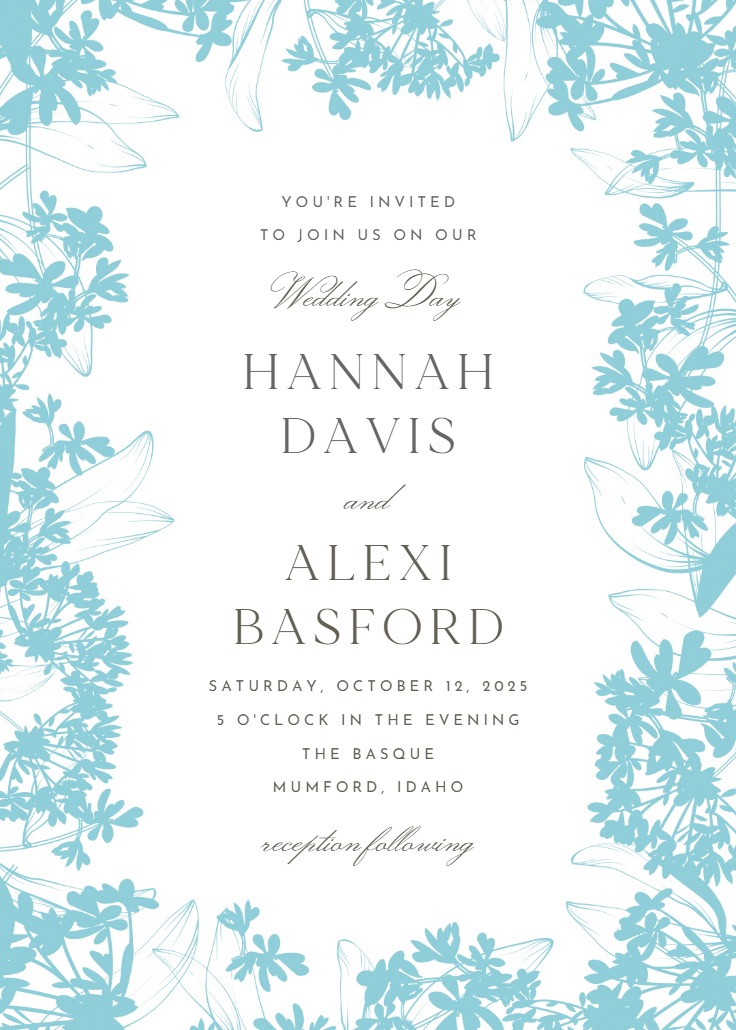 Floral Edges - Wedding Invitation Template (Free) | Greetings Island