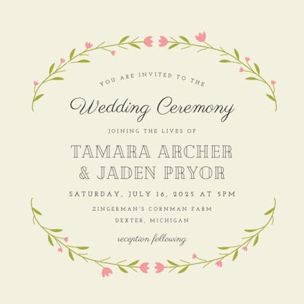 Floral embrace - wedding invitation