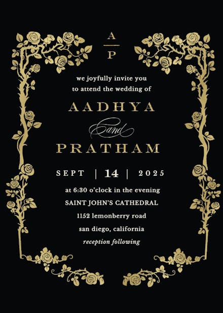 Floral frame - wedding invitation