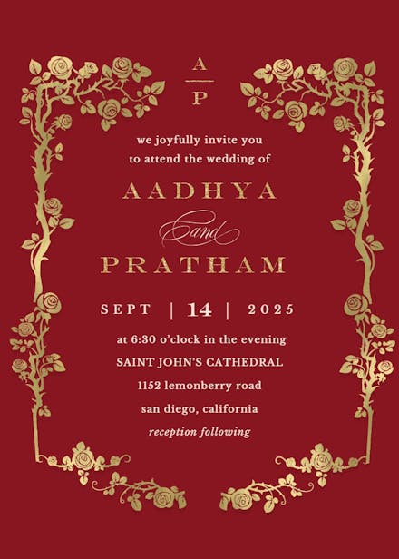 Floral frame - wedding invitation