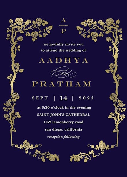 Floral frame - wedding invitation