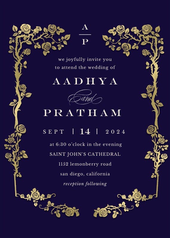 Floral frame - wedding invitation