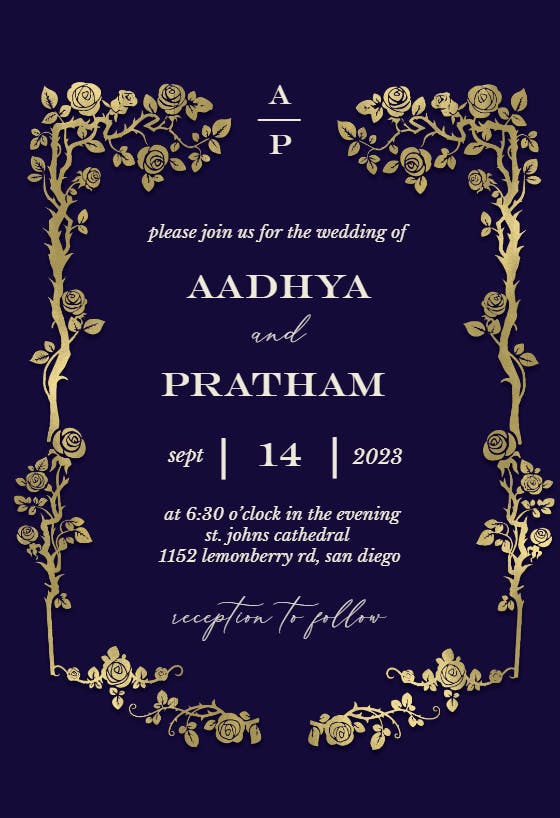 Floral Frame - Wedding Invitation Template | Greetings Island