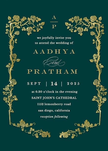 Floral frame - wedding invitation