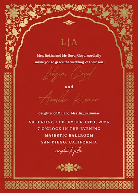 Floral gate - wedding invitation