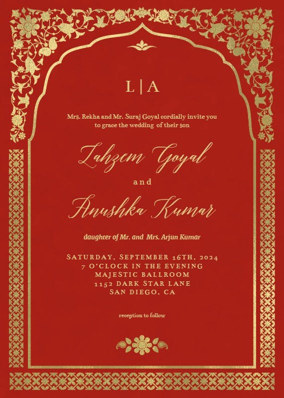 Floral gate - wedding invitation