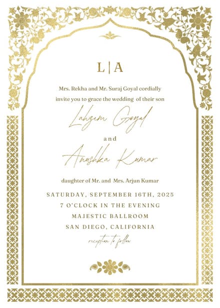 Floral gate - wedding invitation