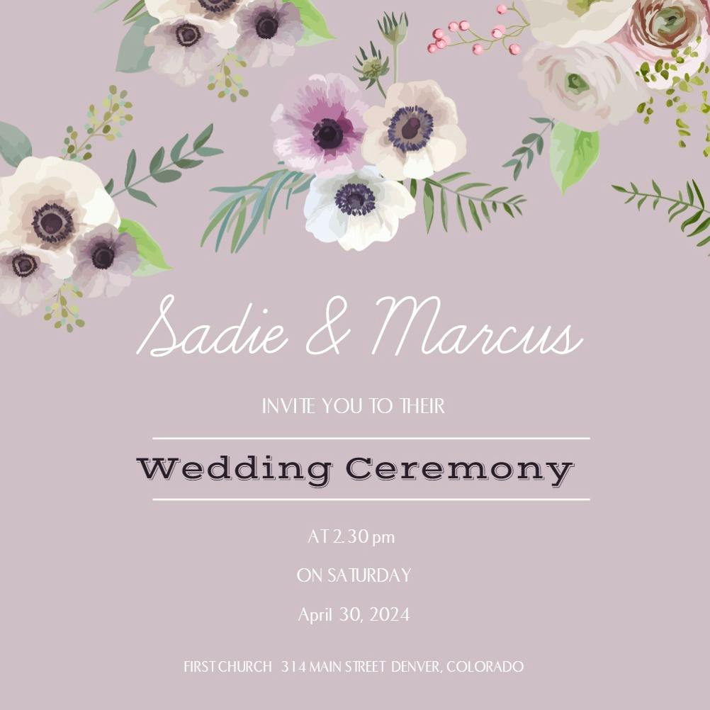 Floral overlook - wedding invitation