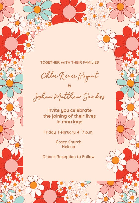 Floral party - wedding invitation
