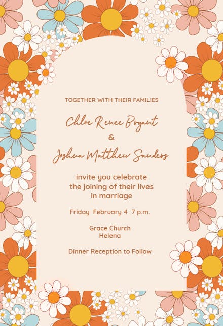 Floral party - wedding invitation