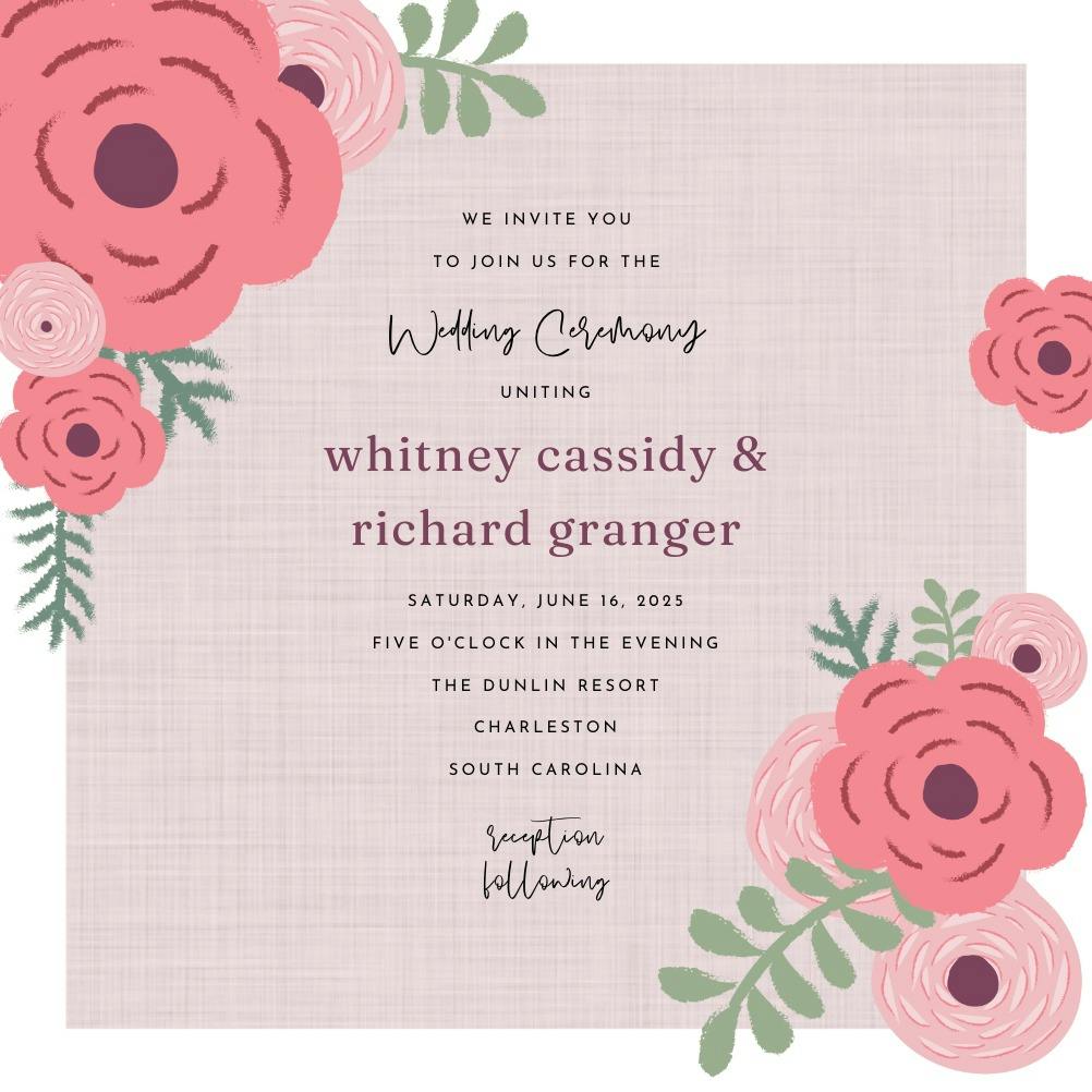 Floral peeks - wedding invitation