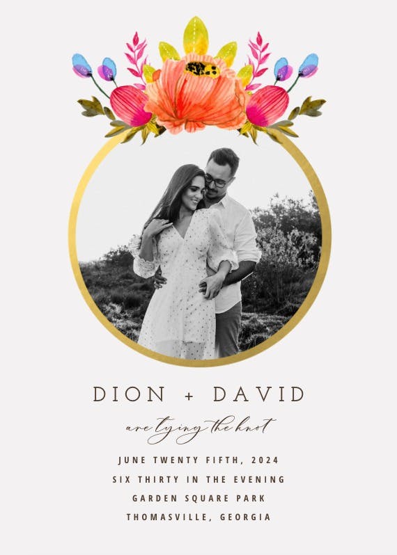 Floral ring -  invitación de boda